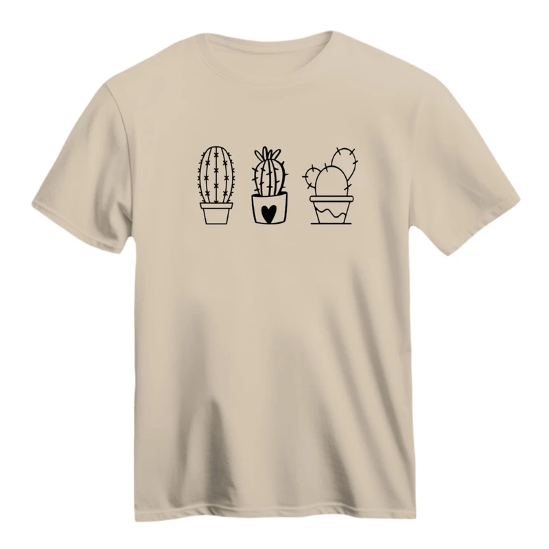 تی شرت آستین کوتاه زنانه مدل کاکتوس خطی 1