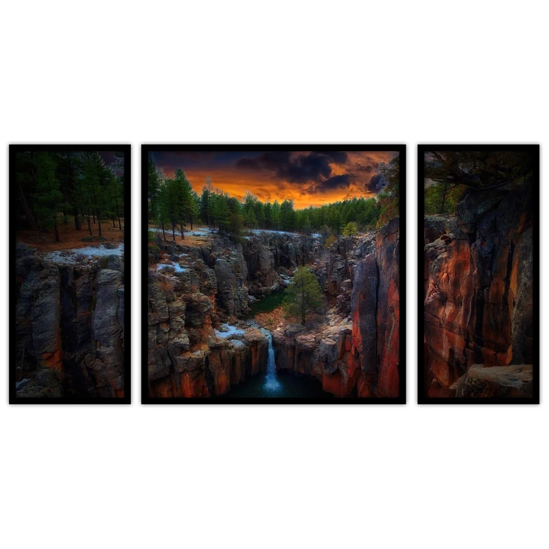 تابلو بکلیت طرح  دکوراتیو آبشار  منظره طبیعت مدل B-bu3335 مجموعه 3 عددی