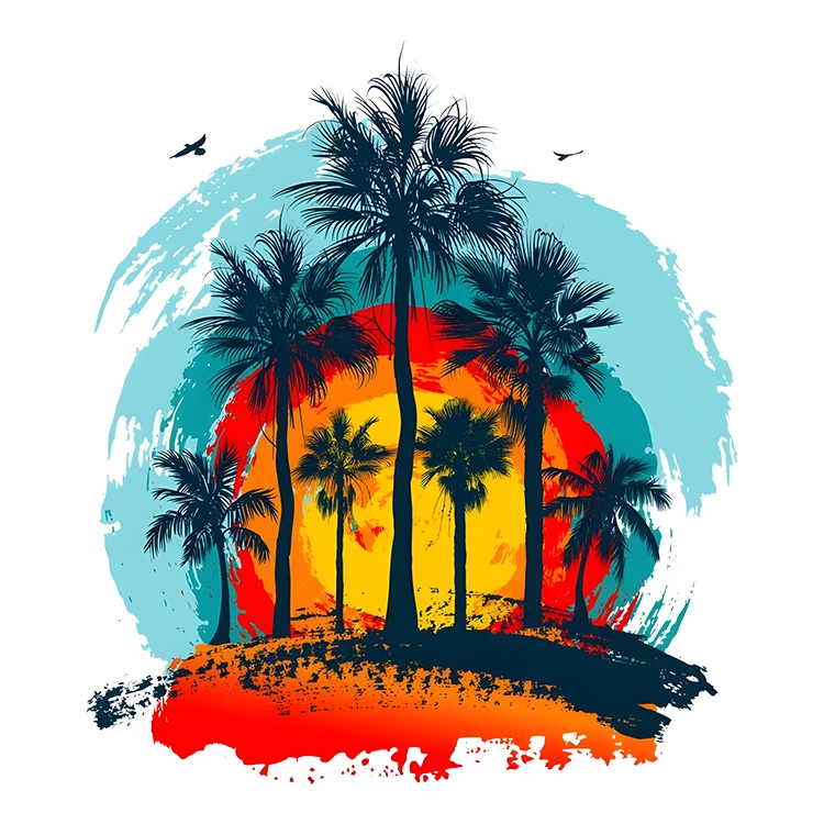 استیکر پارچه و لباس پاد آفرین مدل کارتونی غروب خورشید کد S5348