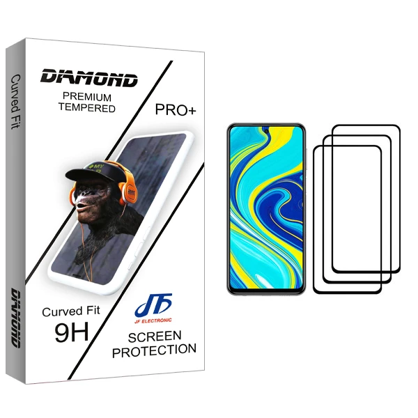 محافظ صفحه نمایش جی اف مدل Diamond glass مناسب برای گوشی موبایل شیائومی Redmi Note 9S بسته سه عددی