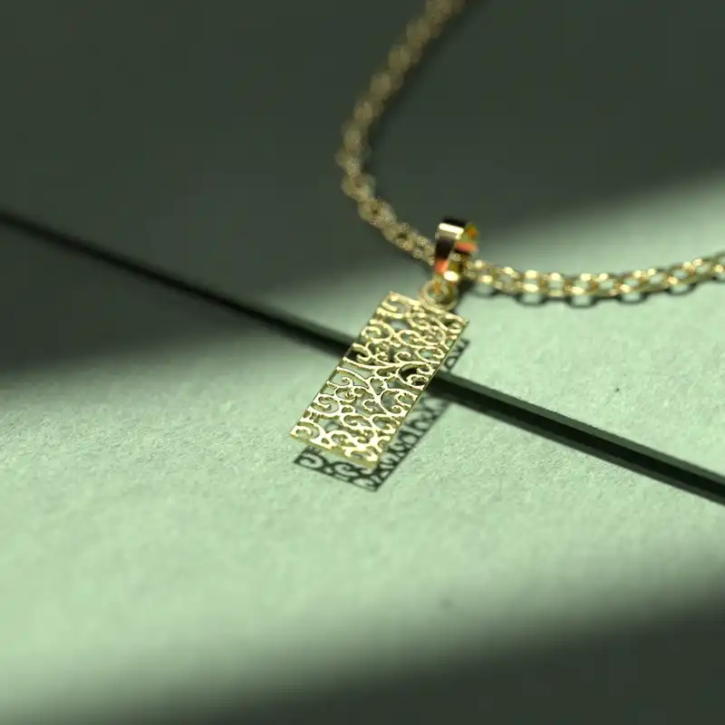 گردنبند طلا 18 عیار زنانه مدوپد مدل مستطیل کد FF2-1-1028