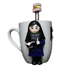 ماگ سرامیکی مدل دختر معلم کد 02023 به همراه قاشق