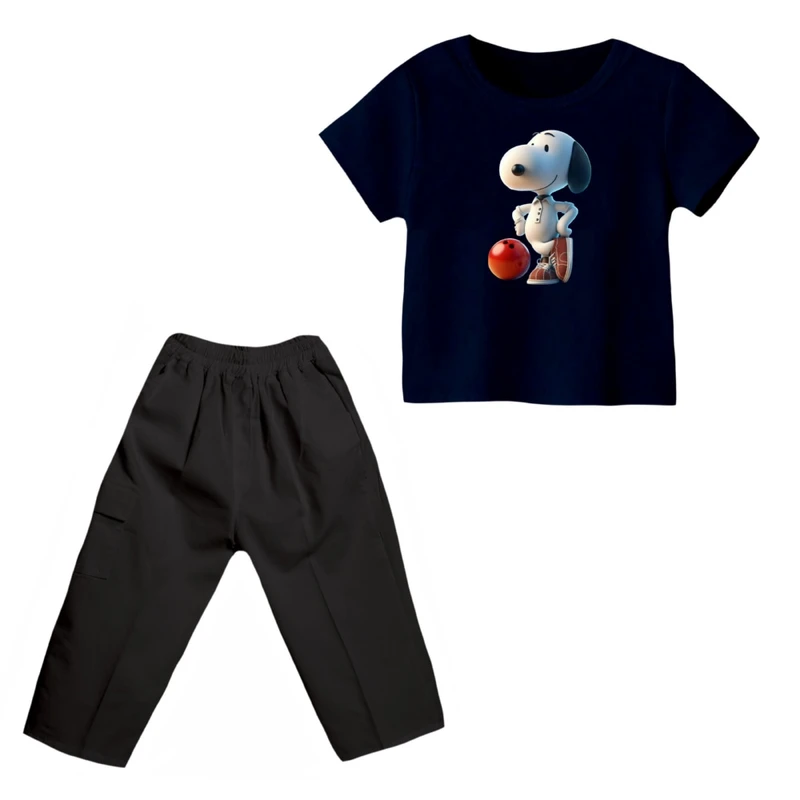 ست تی شرت و شلوارک پسرانه مدل اسنوپی کد 15