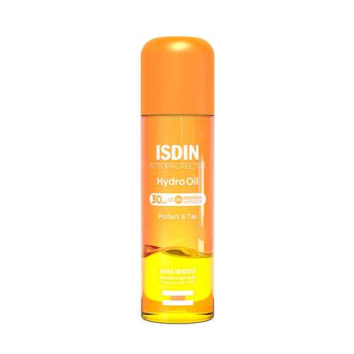 اسپری ضد آفتاب بدون رنگ ایزدین SPF 30 مدل هیدرو اویل مناسب برای انواع پوست حجم 200 میلی‌لیتر