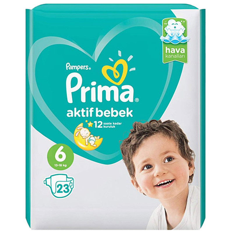 پوشک پریما مدل Aktif سایز 6 بسته 23 عددی