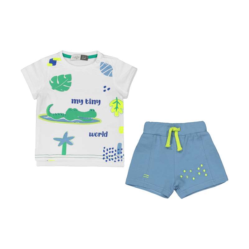 ست تی شرت و شلوارک نوزادی پسرانه ایندیگو مدل 2501922-01