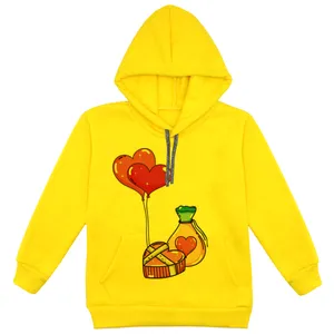 هودی دخترانه مدل قلب بادکنک F14 رنگ زرد