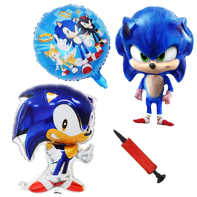 بادکنک فویلی لاکی بالونز مدل سونیک کد 1251 به همراه تلمبه دستی مجموعه 4 عددی