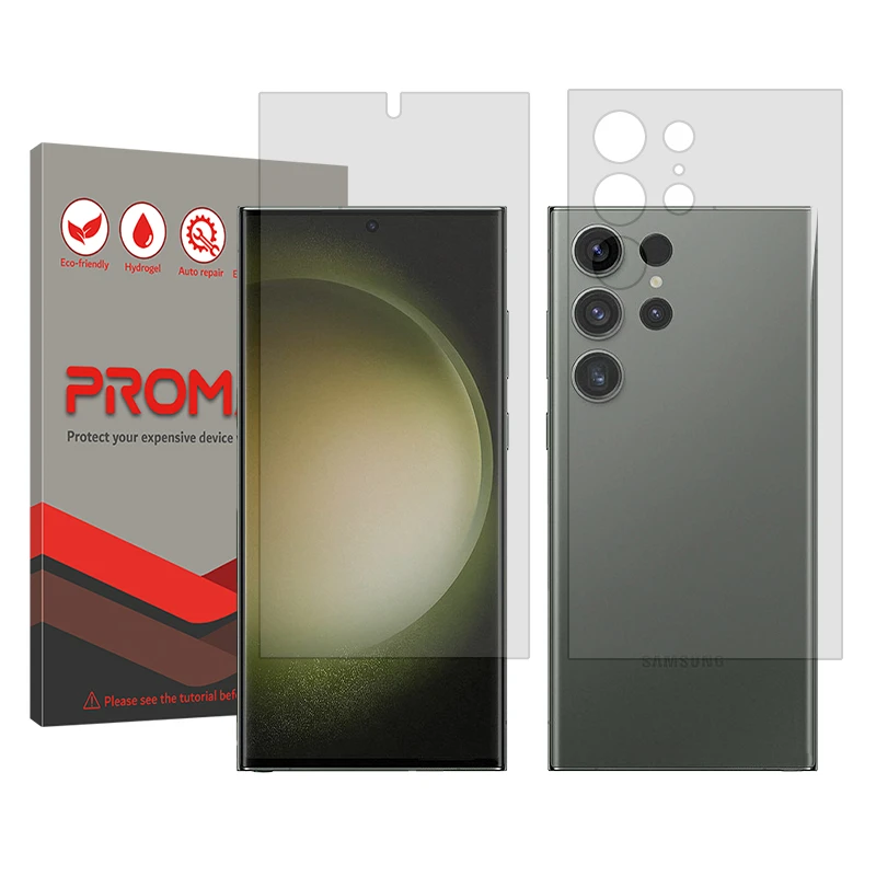 محافظ صفحه نمایش شفاف پرومیت مدل Resistant مناسب برای گوشی موبایل سامسونگ Galaxy S23 Ultra به همراه محافظ پشت گوشی