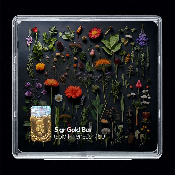 شمش طلا 18 عیار مدوپد مدل گل کد SG10445 شمش طلا 18 عیار مدوپد مدل گل کد SG10445