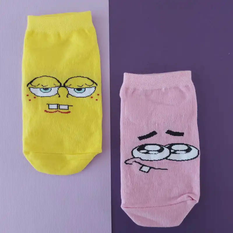 جوراب دخترانه مدل باب اسفنجی