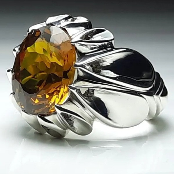 انگشتر نقره مردانه مدل سیترین آفریقایی انگشتر نقره مردانه مدل سیترین آفریقایی