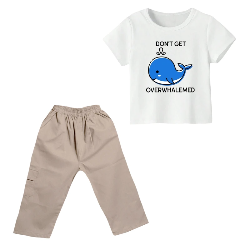 ست تی شرت و شلوارک پسرانه مدل نهنگ کد ۵