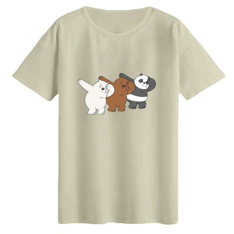 تی‌شرت لانگ آستین کوتاه زنانه مدل خرس های کله فندقی کد۳