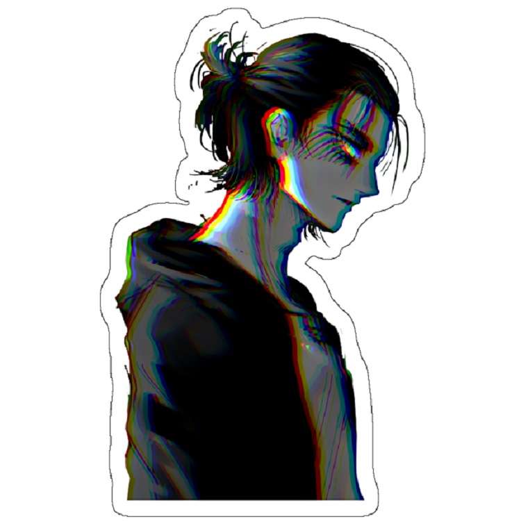 استیکر مدل Eren Yeager Glitch Art
