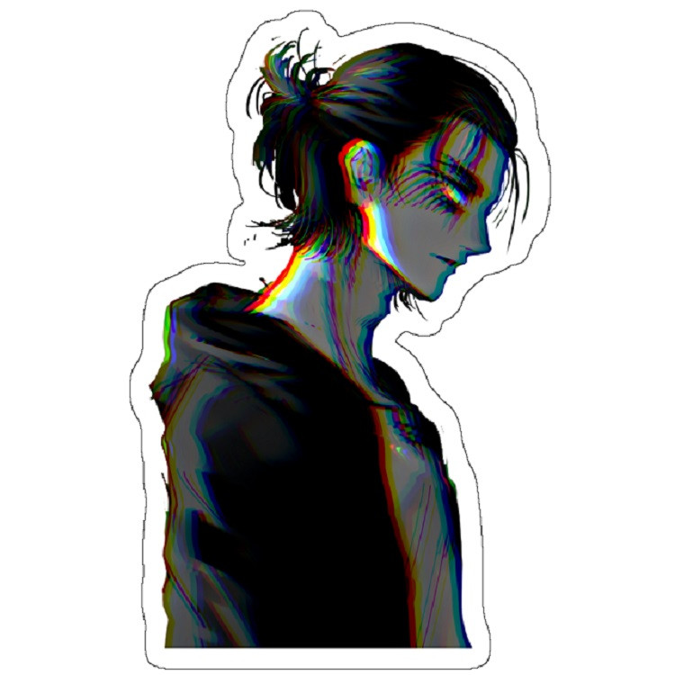 استیکر مدل Eren Yeager Glitch Art