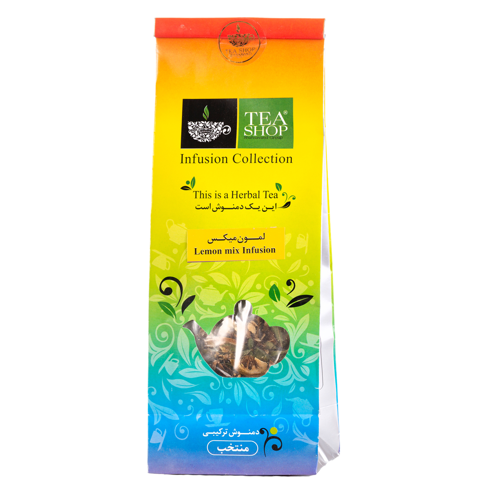 دمنوش مخلوط گیاهی لمون میکس تی شاپ حاوی زنجبیل و لیمو - بسته 100 گرم