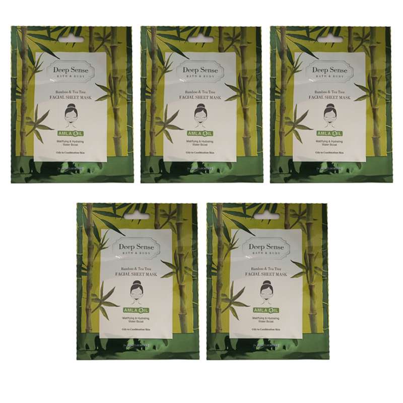 ماسک صورت دیپ سنس مدل بامبو درخت چای حجم 12 میلی لیتر بسته 5 عددی ماسک صورت دیپ سنس مدل بامبو درخت چای حجم 12 میلی لیتر بسته 5 عددی