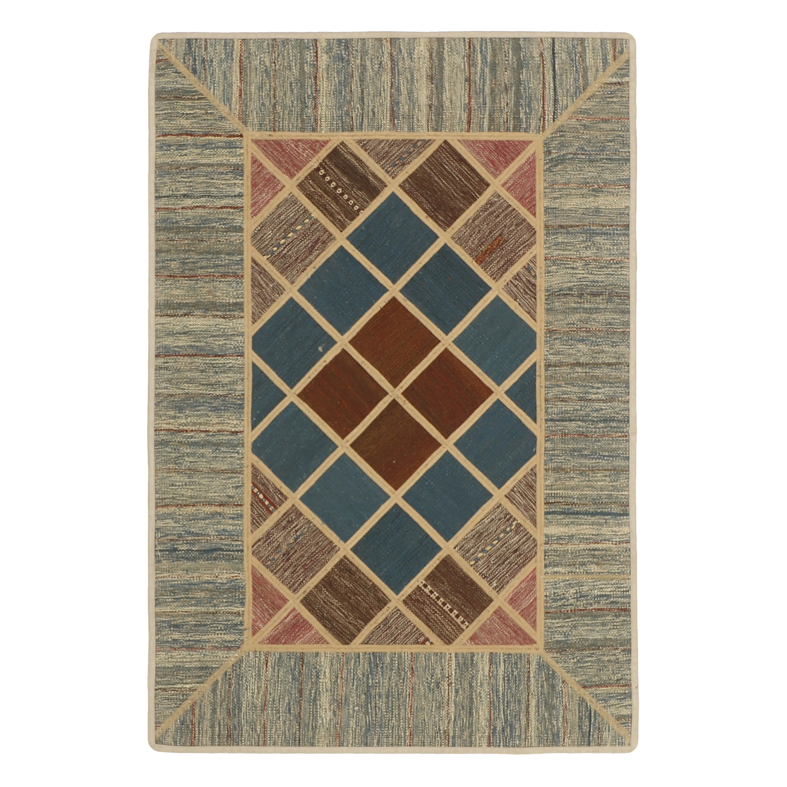 کلاژ گلیم دستبافت یک و نیم متری مدل تکه دوزی کد 538633