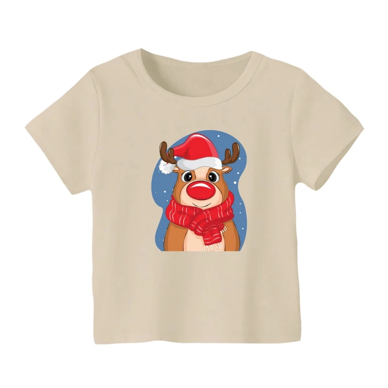 تی شرت آستین کوتاه بچگانه مدل گوزن کریسمس کد 2