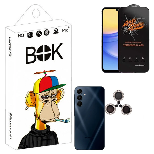 محافظ صفحه نمایش بوک مدل Antistatic Touch مناسب برای گوشی موبایل سامسونگ galaxy a16 به همراه محافظ لنز