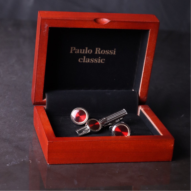 ست دکمه سردست و گیره کراوات مردانه پائولو روسی مدل S10