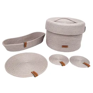ست صبحانه خوری بافتنی آرینوس مدل قیطان کد RB100 مجموعه 5 عددی