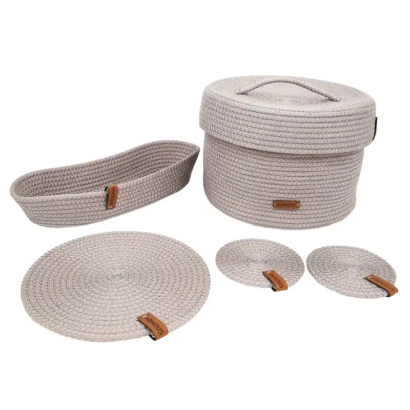 ست صبحانه خوری بافتنی آرینوس مدل قیطان کد RB100 مجموعه 5 عددی