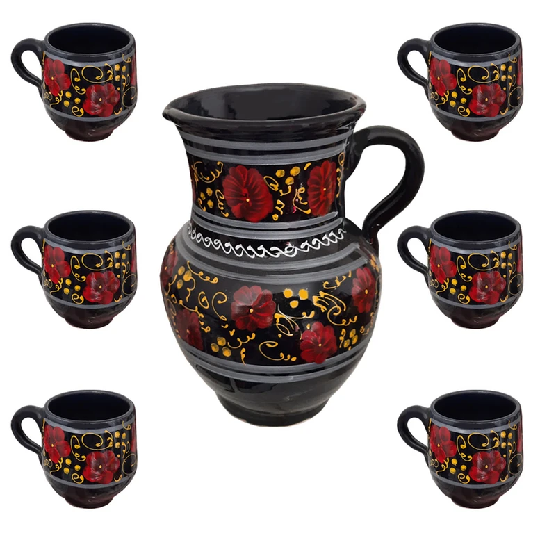 ست 7 تکه پارچ و لیوان سفالی کد GH