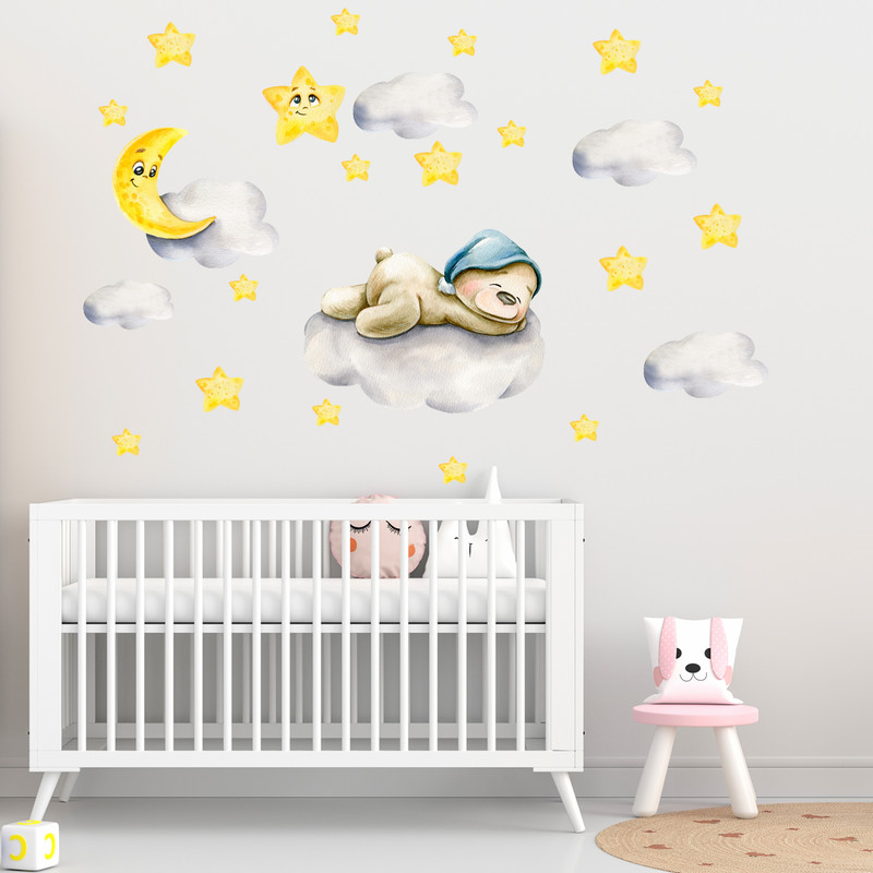 استیکر دیواری کودک ژیوار مدل خواب خرسی کد 4208