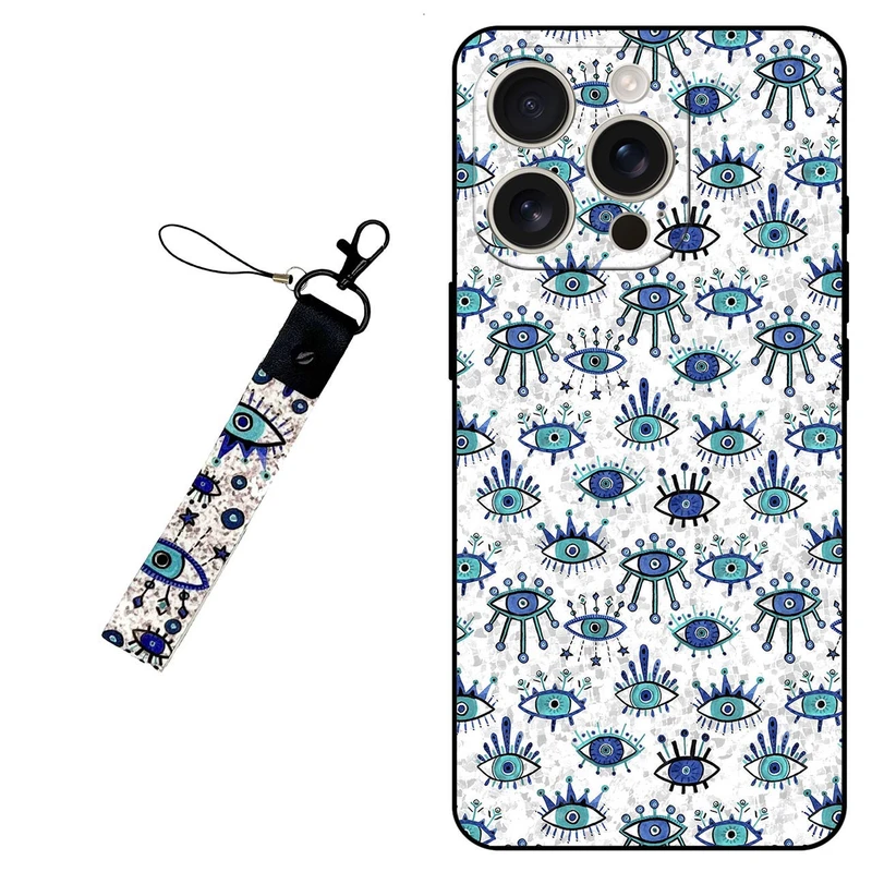 کاور مگافون طرح چشم نظر  مدل 6464 مناسب برای گوشی موبایل اپل iPhone 16 Pro  به همراه بند مچی 