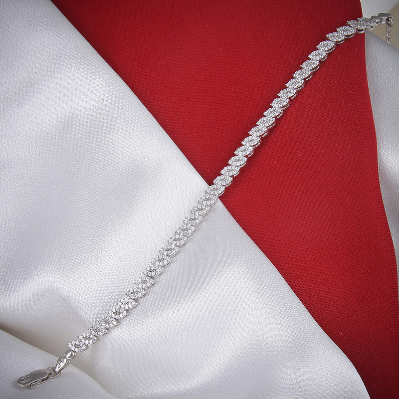 دستبند نقره زنانه مدل آبکاری رادیوم کد DP_595