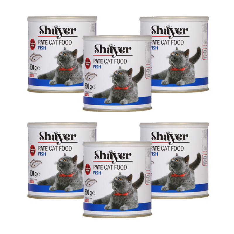 کنسرو گربه شایر مدل پته ماهی وزن 800 گرم بسته 6 عددی