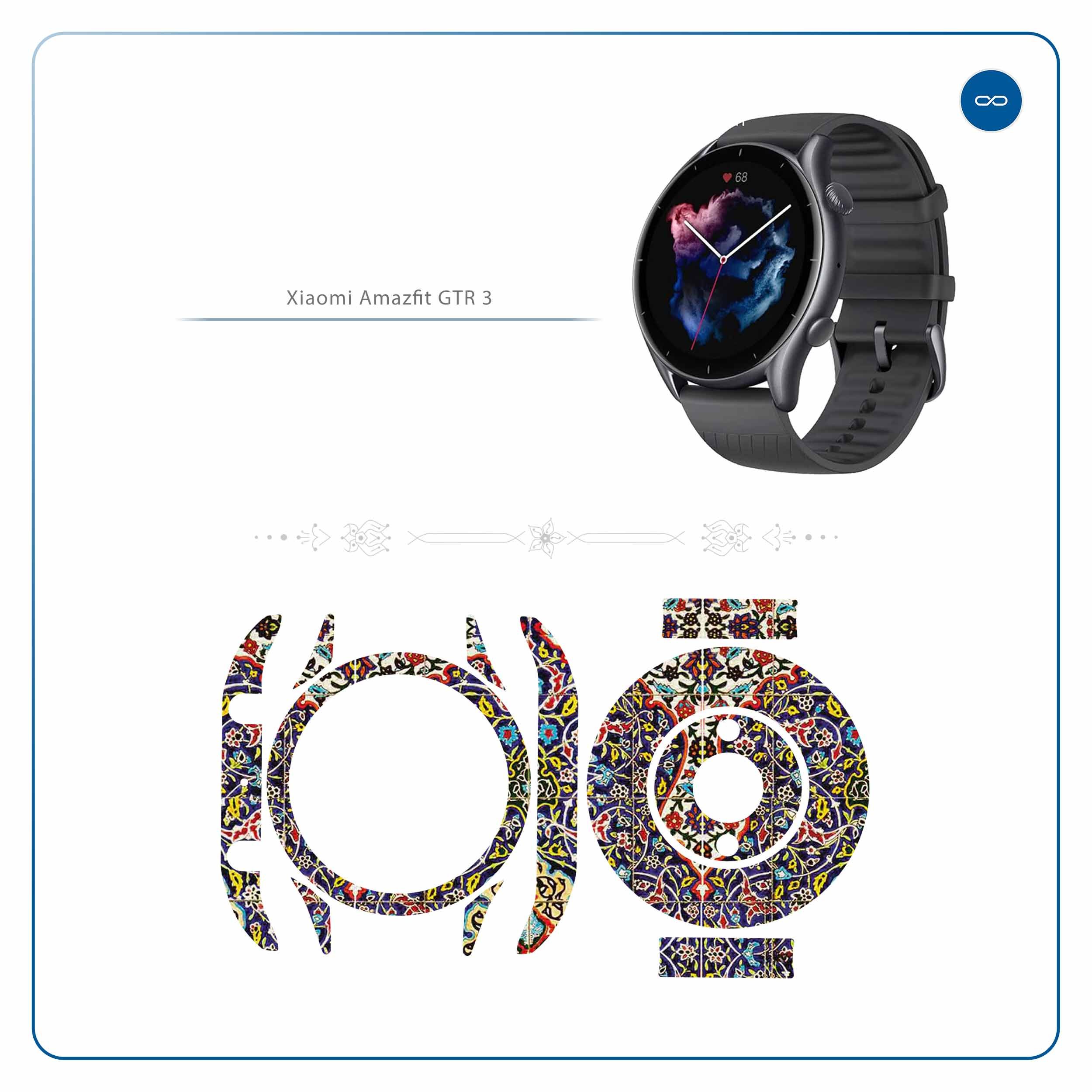 برچسب ماهوت طرح Iran-Tile6 مناسب برای ساعت هوشمند آمازفیت GTR 3