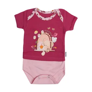 بادی آستین کوتاه نوزادی آدمک طرح خرگوش و پروانه کد 02