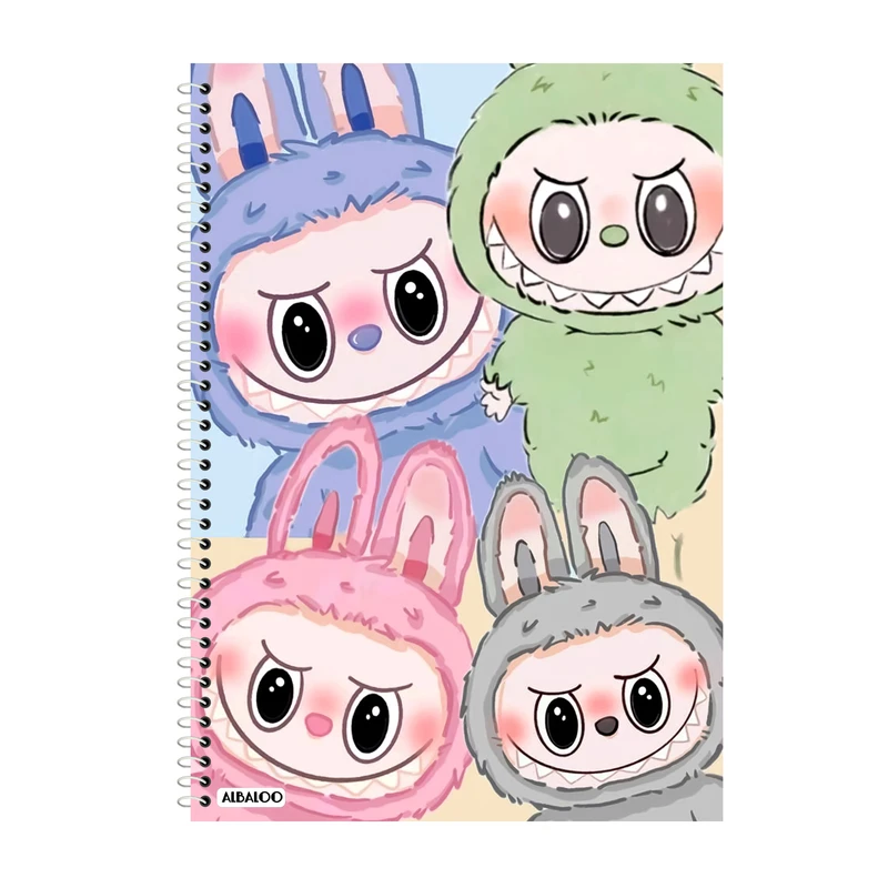 دفتر زبان 50 برگ آلبالو طرح عروسک لبوبو کد 2102