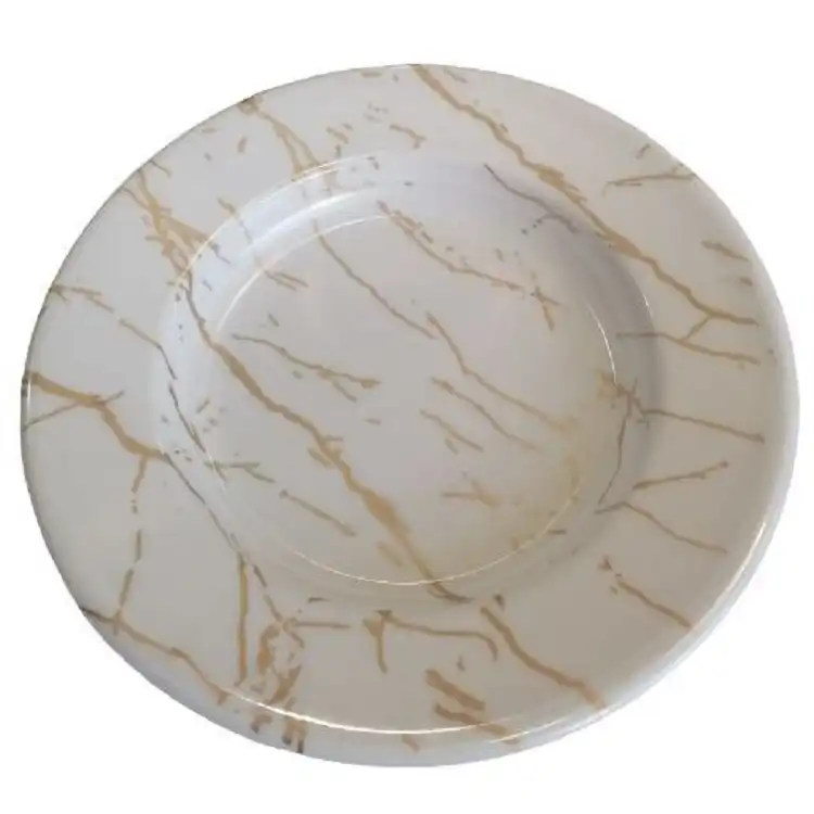 بشقاب خورش خوری مدل آیدا طرح ماربل کد 715 مجموعه سه عددی