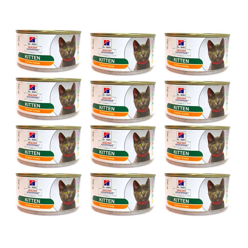 کنسرو غذای بچه گربه  دکتر هیلز  مدل کیتن مرغ وزن 220 گرم بسته 12 عددی