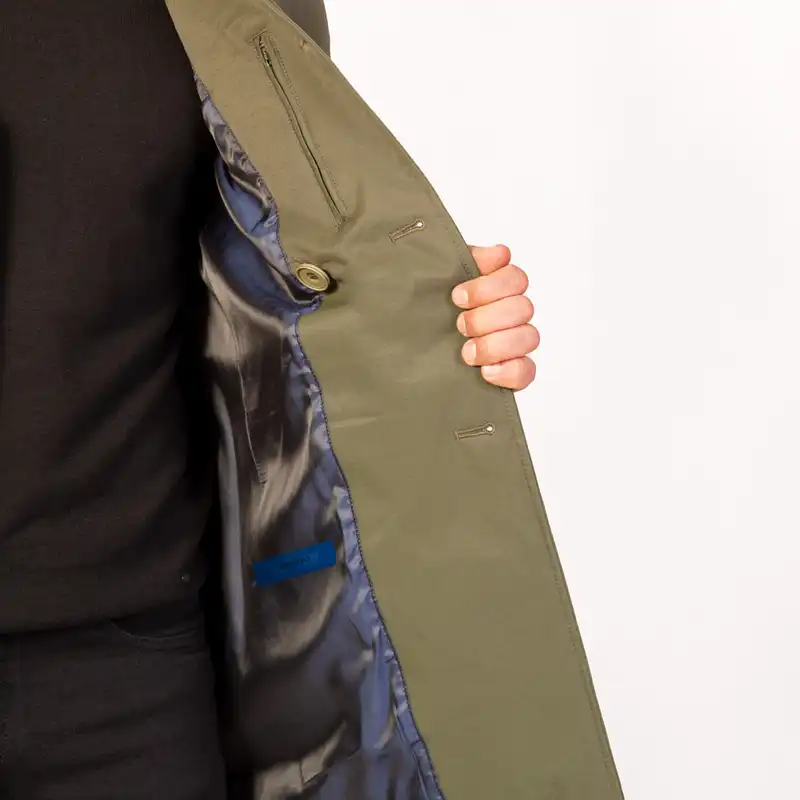 بارانی مردانه برانگو مدل کتان رنگ سبز یشمی