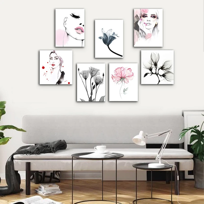 تابلو شاسی بکلیت طرح مدرن نقاشی پرتره مدل SH-659 مجموعه 7 عددی