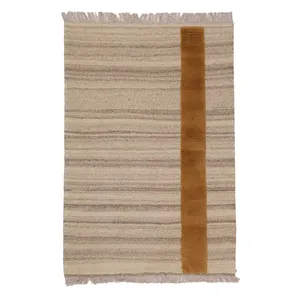 گلیم دستبافت یک و نیم متری مدل مدرن کد 4040710 زمینه کرم