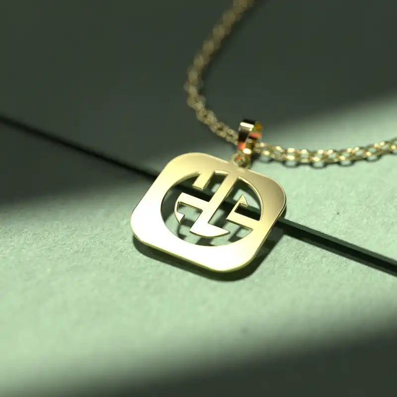 گردنبند طلا 18 عیار زنانه مدوپد مدل  طرح محمد کد O1047