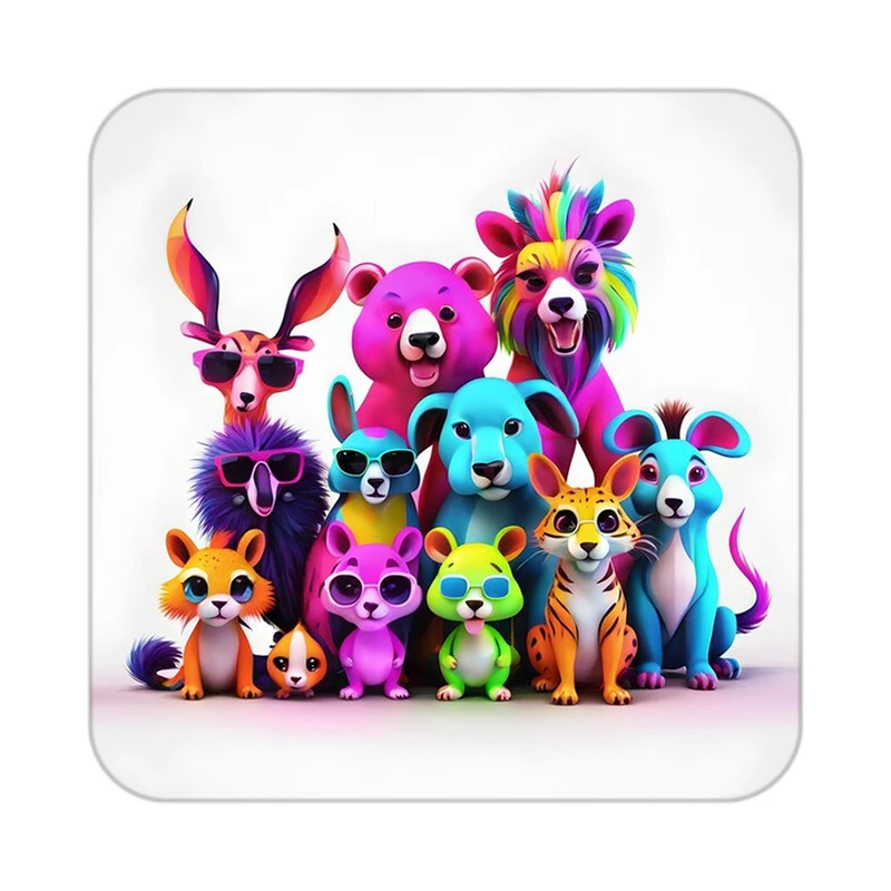 زیر لیوانی کاکتی طرح حیوانات رنگی مدل mp25232