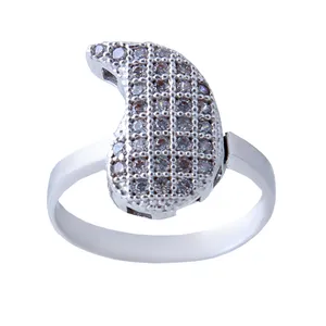 انگشتر نقره زنانه بازرگانی میلادی مدل مدرن فول نگین بدون ریزش آبکاری رادیوم کد AWR_518