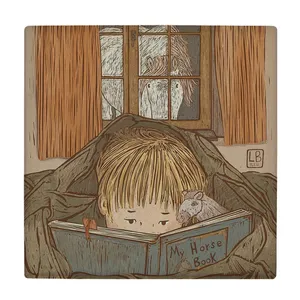 کاشی کارنیلا طرح پسربچه کتابخوان مدل لوحی کد klh1997