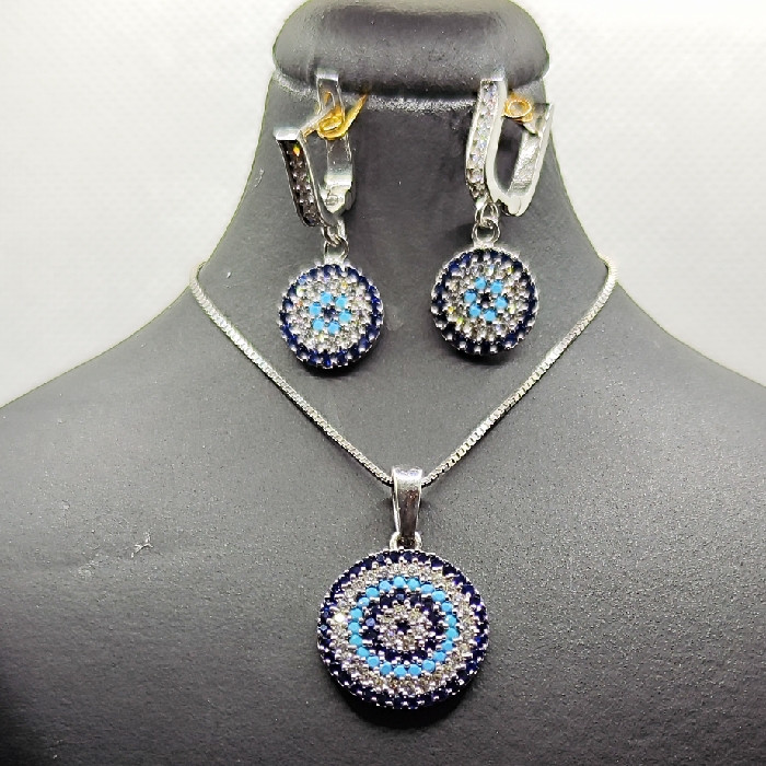 نیم ست نقره زنانه مدل چشم نظر کد 5882