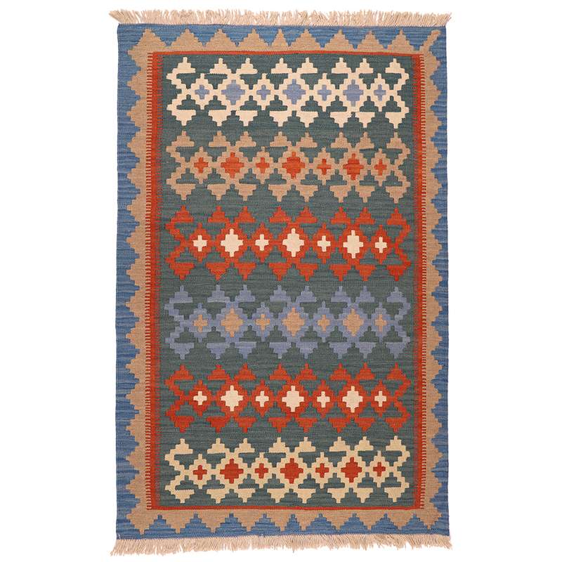 گلیم دستبافت یک ونیم متری طرح قشقایی کد 1401004