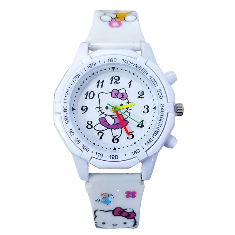 ساعت مچی عقربه ای دخترانه مدل کیتی بند سیلیکونی کد 1 ساعت مچی عقربه ای دخترانه مدل کیتی بند سیلیکونی کد 1