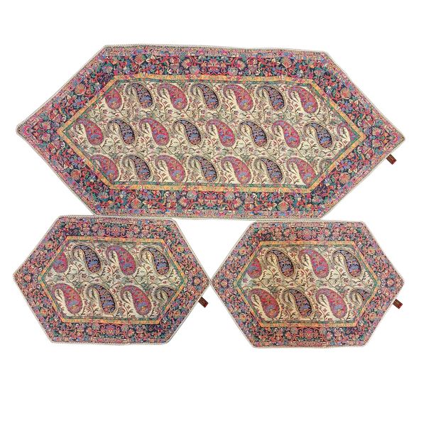 ست 3 تکه رومیزی ترمه صفائی مدل light کد 98