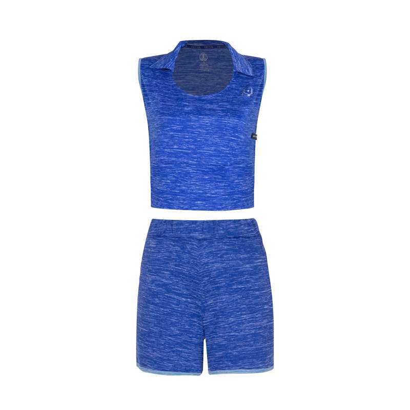 ست تاپ و شلوارک ورزشی زنانه پاتیک مدل یقه دار 18821